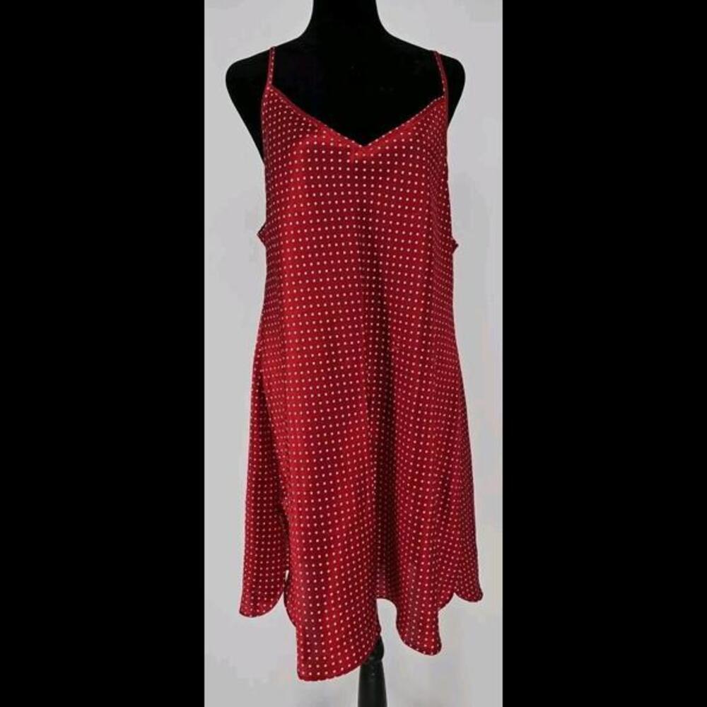 Cacique Lane Bryant Sexy Sensual Night Dress Size 14/16 Red and White Polka Dot